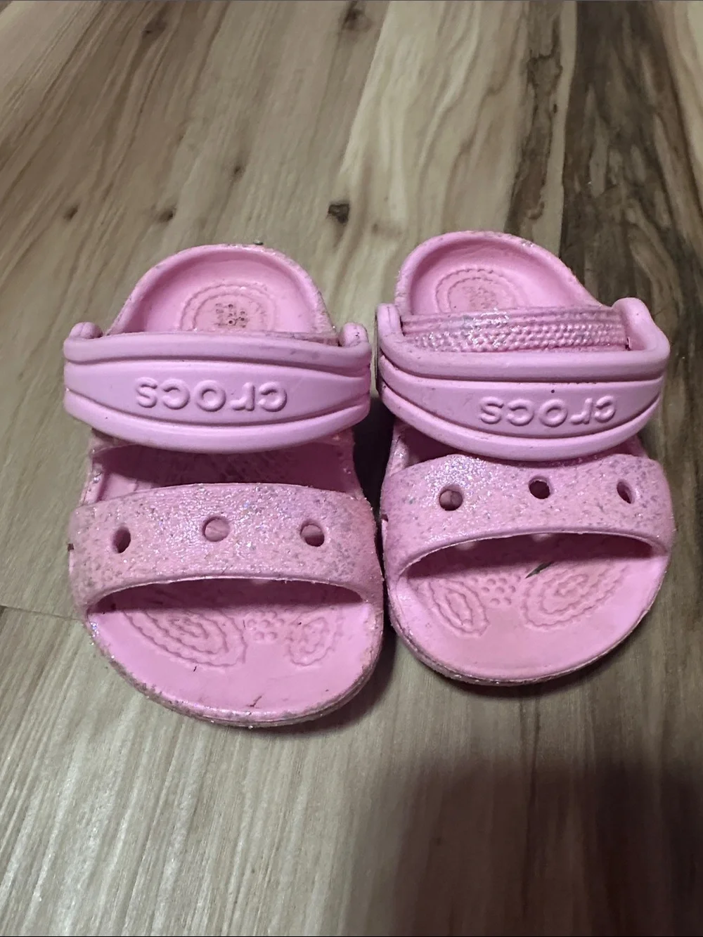 CROCS Pink Glitter Strap Kids Sandals